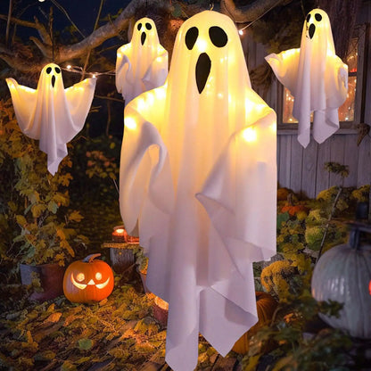 Fantôme lumineux LED pour Halloween, pour fête d'halloween, décoration intérieure et extérieure de cour, arbre effrayant, ornements de fête suspendus
