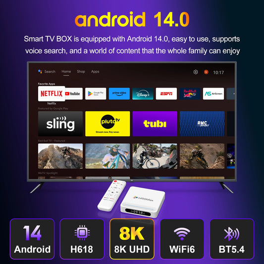 WOOPKER TV Box H96 MAX H618 PLUS 8K Android14.0 Allwinner H618 BT5.4 WiFi6 Mouse Support Media Player 4G32G 128G Set Top Box