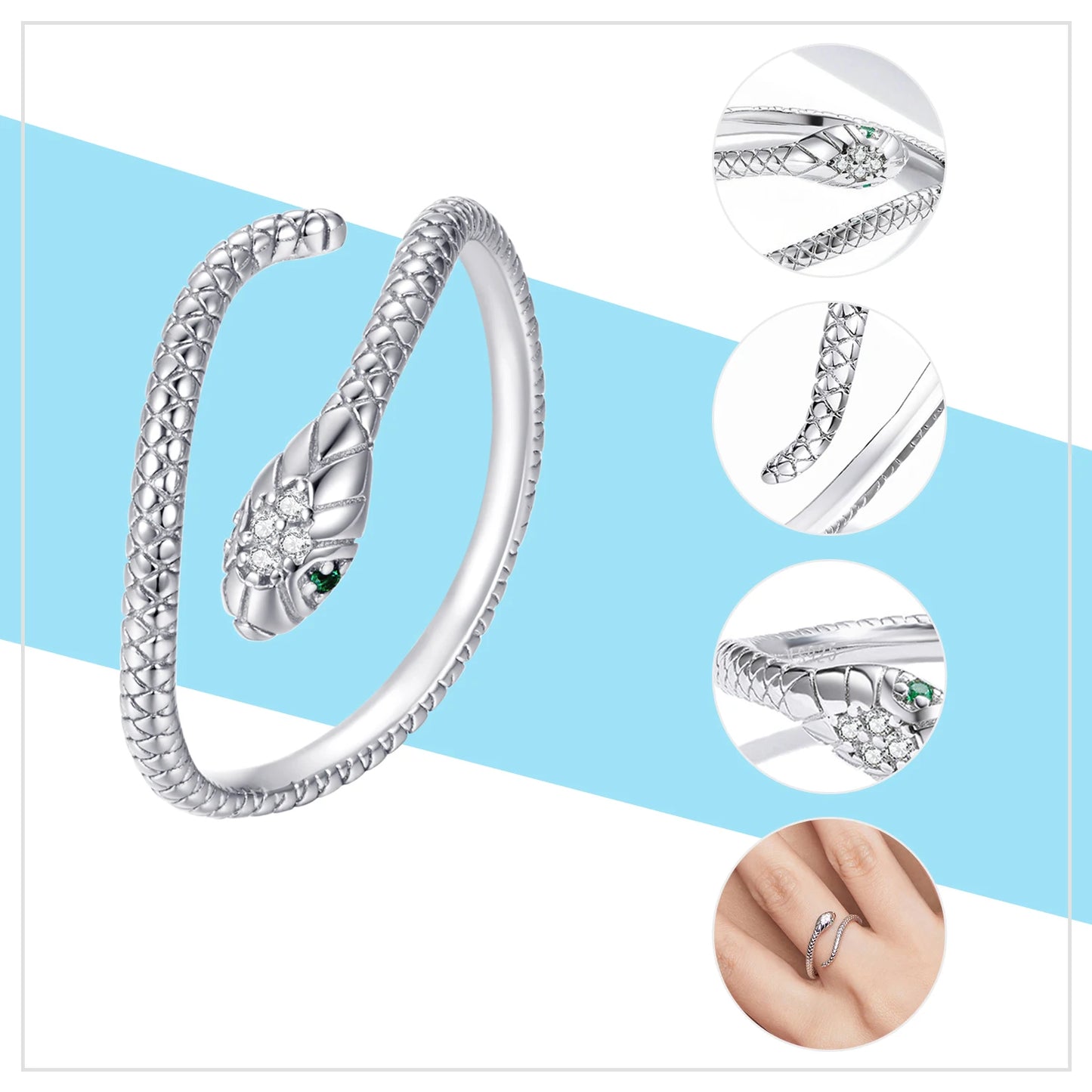 WOSTU-Bagues ajustables en argent regardé 925 pour femme, bijoux originaux empilables, taille ouverte