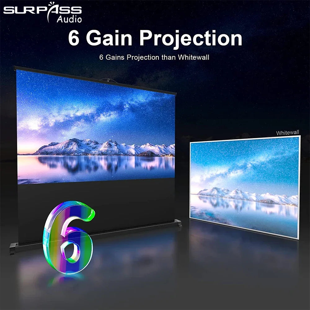 50 Inch Portable Projector Screen, Tabletop Projection Screen with Stand, Movie Watch for Outdoor Camping and Office
