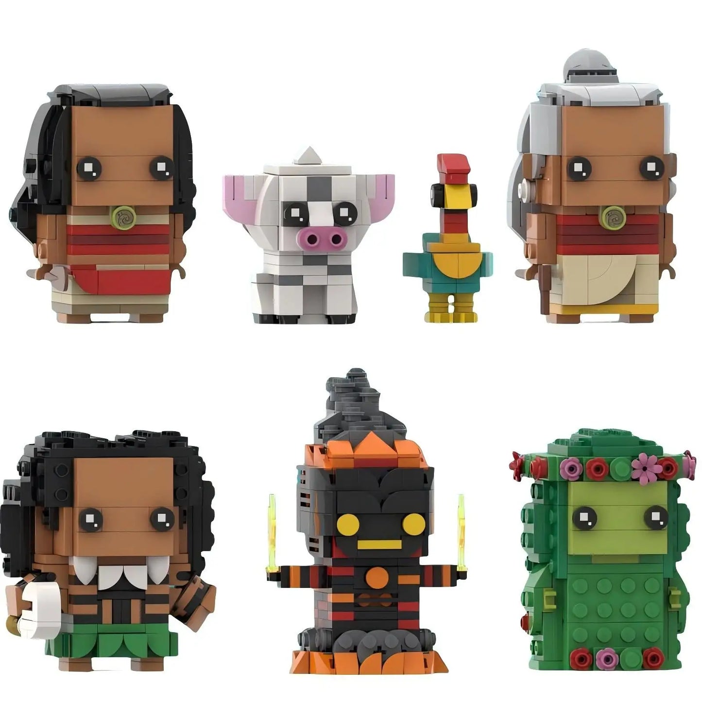 Série d'anime océan merveilleux destin personnage de dessin animé blocs de construction MOC cochon et poulet assemblage modèle Puzzle jouet cadeau d'anniversaire