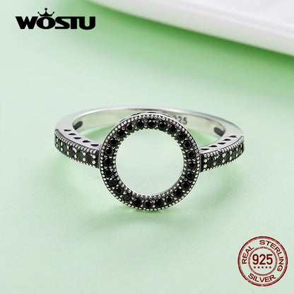 WOSTU 2019 grosses soldes argent Sterling réel 925 anneaux de doigts de cercle chanceux pour les femmes bijoux de mode cadeau livraison directe CQR041