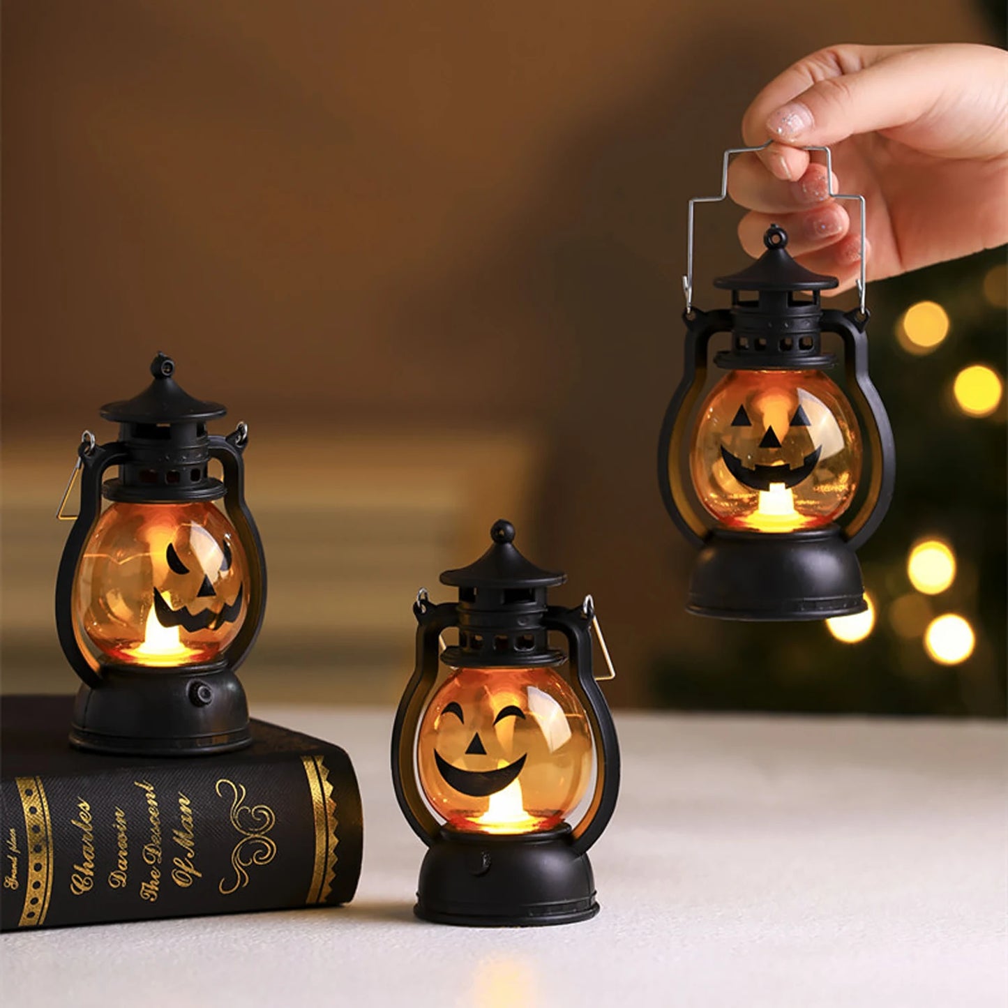 Lampe à Huile LED pour Halloween, Bougie d'Avertissement Électronique, Lanterne, Accessoires de ix, Ornements Shoes