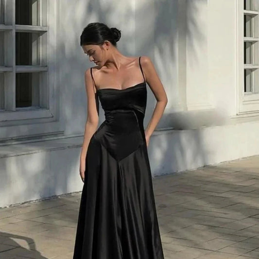 Suninheart-Robe de soirée noire à bretelles spaghetti pour femme, robe formelle à lacets, paillettes évidées, robe de soirée de Rh, sexy, nouveau, été