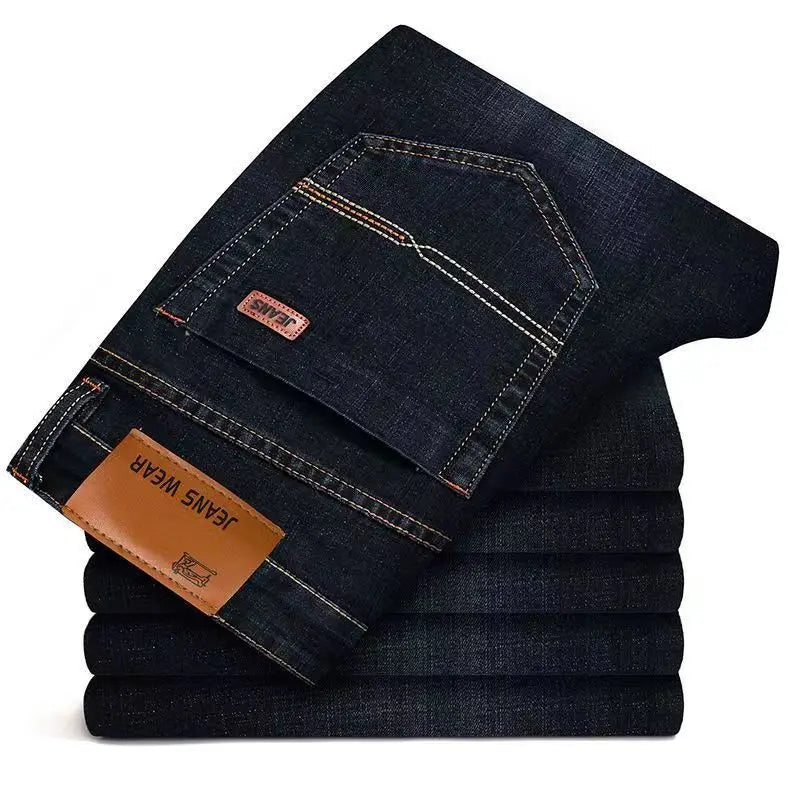 Été élastique hommes jean mode gris confortable affaires droite Stretch coton décontracté Denim pantalon marque mâle mince pantalon