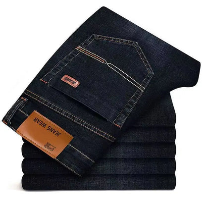 Été élastique hommes jean mode gris confortable affaires droite Stretch coton décontracté Denim pantalon marque mâle mince pantalon