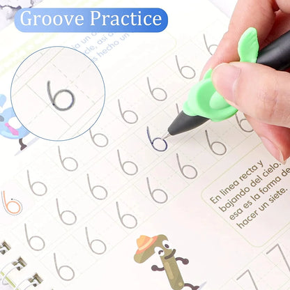 Cahier d'écriture magique Montessori, 4 livres, cahier de calligraphie espagnole, pratique des lettres calligraphiques éducatives réutilisables