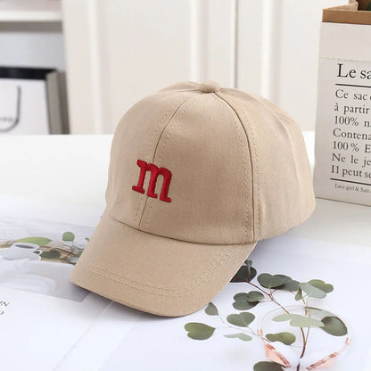 Casquette de baseball brodée lettre M pour enfants, chapeau de soleil pour bébé, casquettes à visière pour tout-petits, printemps, été, fille, garçon