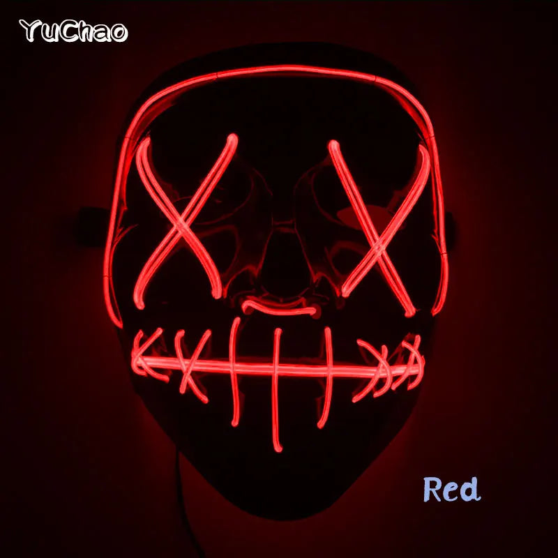Masque de Purge d'Horreur Brcorporelle à LED, Complet au Néon, pour Cosplay, Fournitures de ixde Bar, Thème du Film d'Halloween