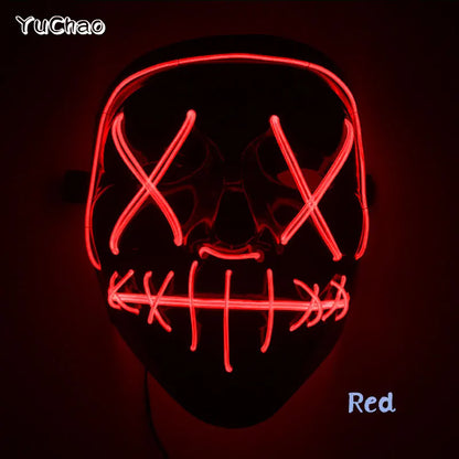 Masque de Purge d'Horreur Brcorporelle à LED, Complet au Néon, pour Cosplay, Fournitures de ixde Bar, Thème du Film d'Halloween