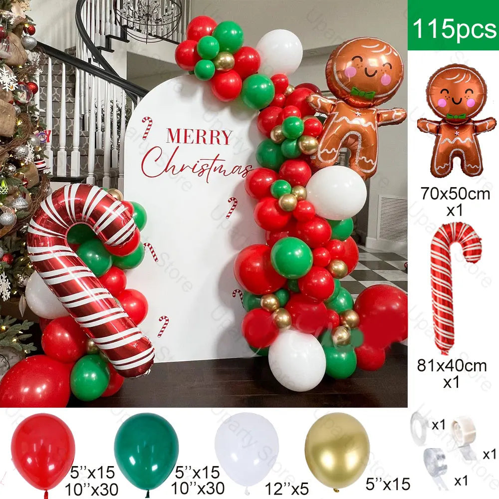 Guirxiété de Ballons de Bonbons de Noël, Cadeau, Elk, Canne Bonbon, Pain d'Épice, Homme, Père Noël, Utiliser un Arc, Décor de ix