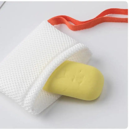 Filet moussant nettoyant pour le bain, 1 pièce, sac à savon carré ou ovale Double face, éponges exfoliantes pour le corps, maille de salle de bain, poche pour savon
