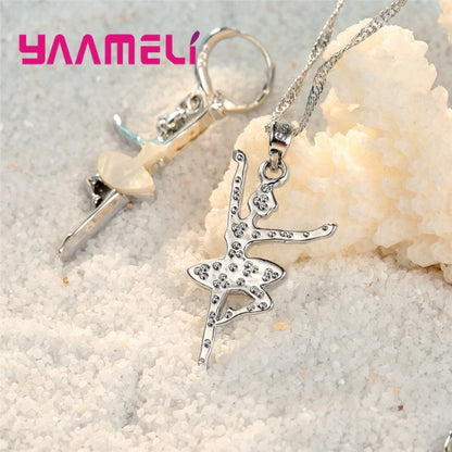 Ensemble de Colliers et Boucles d'Oreilles de Ballet en Argent Sterling 925, Accessoire de ix, à la Mode, pour Femme