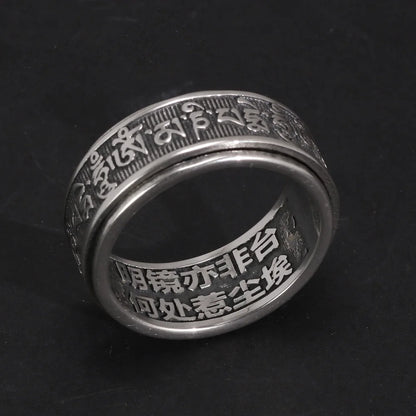 Bagues Vintage en argent Sterling 925 véritable pour hommes, bagues tibétaines rotatives à Six mots Mantra Om Mani Padme Hum, bijoux bouddhistes