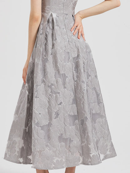 Robe longue élégante en Organza brodée de fleurs pour femmes, nouvelle mode d'été, sans manches, robes de soirée de vacances, de bal, 2024