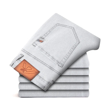 Jean Slim gris clair pour hommes, pantalon en Denim extensible, pour affaires, nouvelle collection 2024