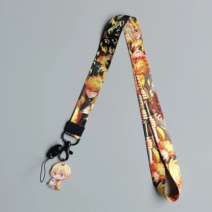 Lanière Demon Slayer Kimetsu No Yaiba, corde de téléphone, Badge d'identification, support Kamado Tanjirou, sangles de cou, porte-clés Lariat pour fille et garçon