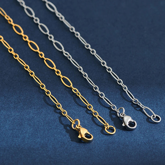 Collier Figaro O JONecklace en acier inoxydable gaufré SION L pour hommes et femmes,