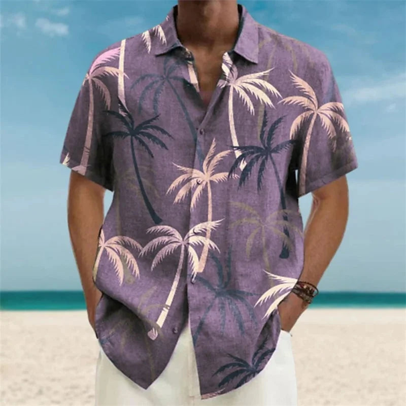 AMP Tree-Chemise hawaïenne imprimée en 3D pour hommes, chemise de plage pour hommes, chemisier à manches courtes, chemises en Y à la mode, 3XL, 2023