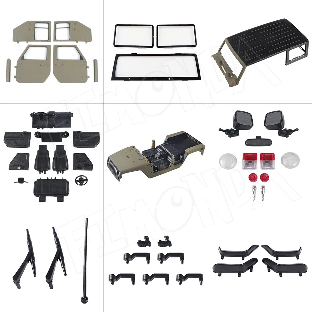 Kit de coque dure Jeep Wrangler JK Rubicon 4 portes, empattement de 313mm, pour voiture 1/10 RC Inoler Axial SCX10 90046 90047 RightEX86100