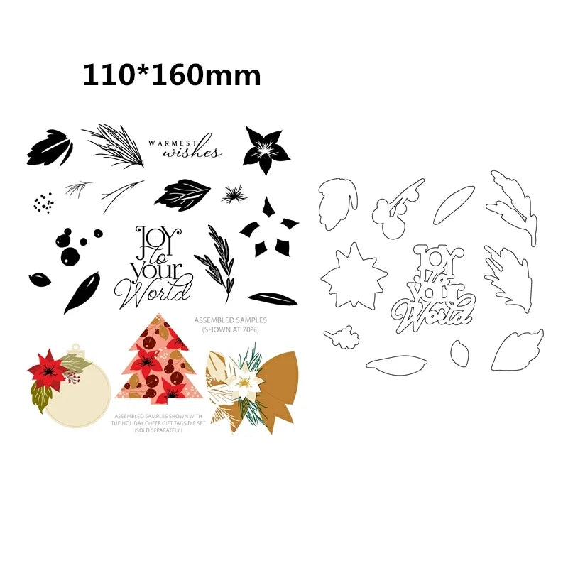 Timbres transparents de vacances de Noël, matrices de découpe, papier de scrapbooking, houx exécutif, décoration de boîte-cadeau, cadres, artisanat de cartes