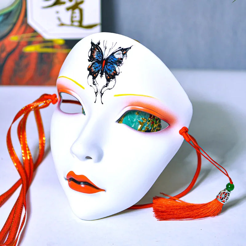 Masque de fête d'Halloween pour adultes, visage complet, style chinois, peint à la main, décoration, accessoires, mascara, anime, Tim, Hanfu
