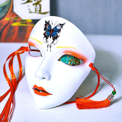 Masque de fête d'Halloween pour adultes, visage complet, style chinois, peint à la main, décoration, accessoires, mascara, anime, Tim, Hanfu