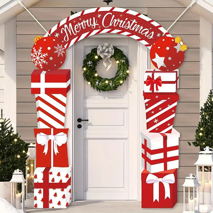 Bannière de porte suspendue de noël, décoration de joyeux noël pour la maison, boîte cadeau de festival, porte de noël, Navidad Notal Noel, nouvel an 2026
