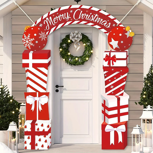 Bannière de porte suspendue de noël, décoration de joyeux noël pour la maison, boîte cadeau de festival, porte de noël, Navidad Notal Noel, nouvel an 2026