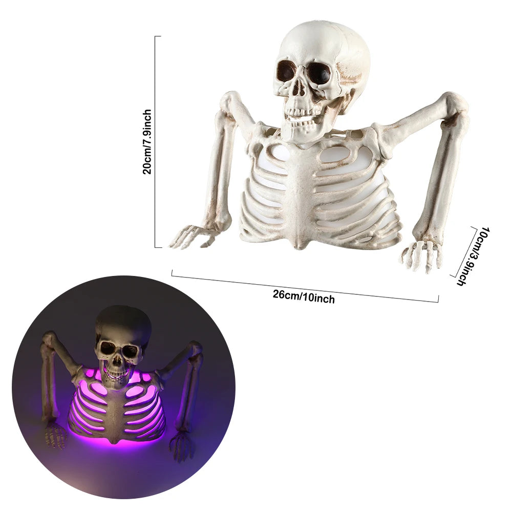 Décorations d'halloween, crâne scintillant, squelette, tête humaine, maison hantée, cour extérieure, accessoires d'horreur, fournitures de maison effrayantes pour vacances