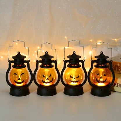 Lanterne à Citrouille LED pour Halloween, Lumière Fantôme, Bougie Rétro, Petite Lampe à Huile, Décoration de Maison, Accessoires d'Horreur
