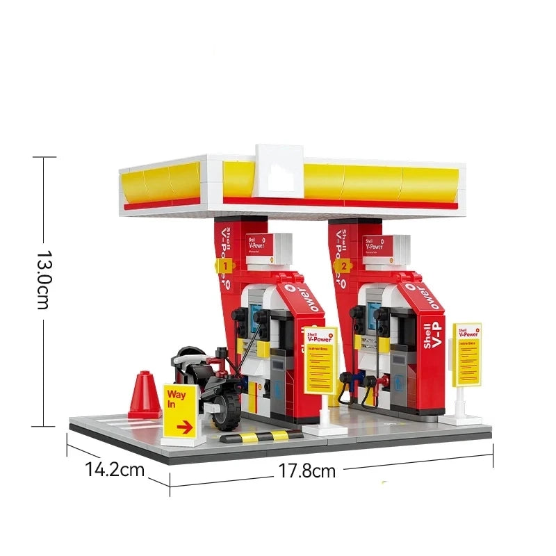MOC City – Station de vente au détail, série de lavage de voiture, bloc de construction, modèle de dépanneur, briques, jouets pour enfants, cadeaux de bricolage
