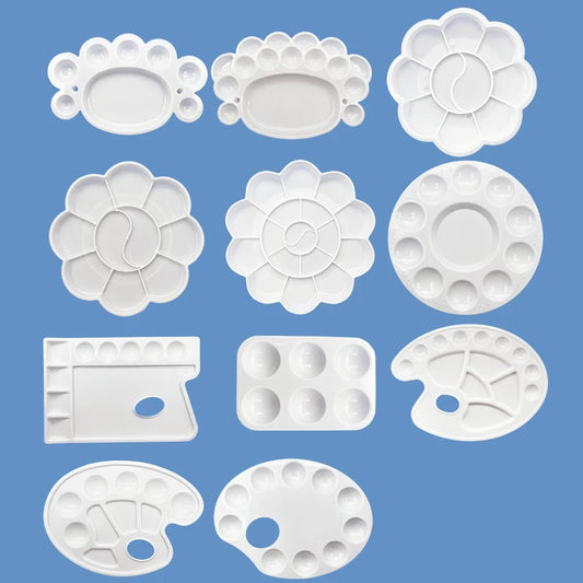 Palette de peinture plateau de peinture en plastique formes multiples tailles bureau école étudiant dessin fournitures d'art aquarelle peinture à l'huile ZYF