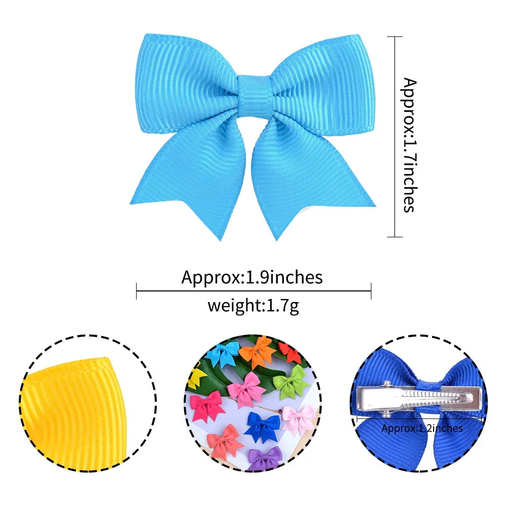 Pinces à cheveux avec nœuds pour enfants, couleur unie, pour bébés filles, ruban fait à la main, épingle à cheveux, Barrettes, accessoires pour cheveux du nouvel an, 10 pièces/ensemble
