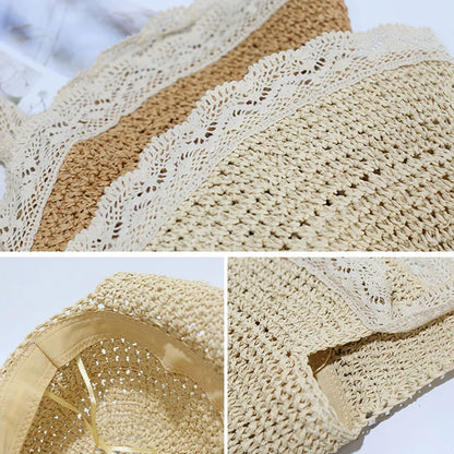 Chapeau d'été en dentelle pour bébé fille, casquette de plage, panama, princesse, bord large