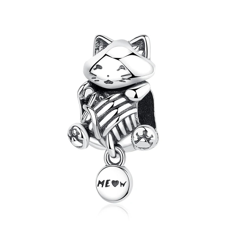 Original 925 en argent Sterling breloque perle amour chien chat patte Panda luciole pendentif breloques idéal pour bracelet colliers femmes bijoux