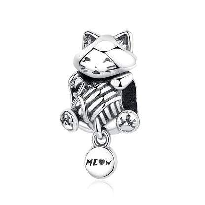 Original 925 en argent Sterling breloque perle amour chien chat patte Panda luciole pendentif breloques idéal pour bracelet colliers femmes bijoux
