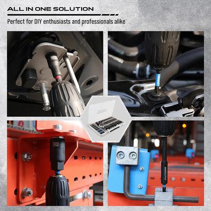 Jeu de pilotes d'écrou à percussion magnétique de qualité supérieure, 80 pièces, métrique et SAE avec adaptateurs de douille, porte-embout, tournevis d'écrou à oreilles, embouts électriques