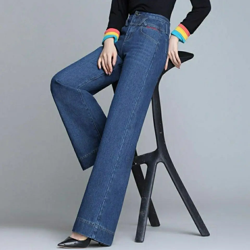 Jeans surdimensionnés taille haute pour femmes, pantalons en denim, pantalons droits décontractés, jambe large, mode streetwear coréenne, printemps, automne, nouveau