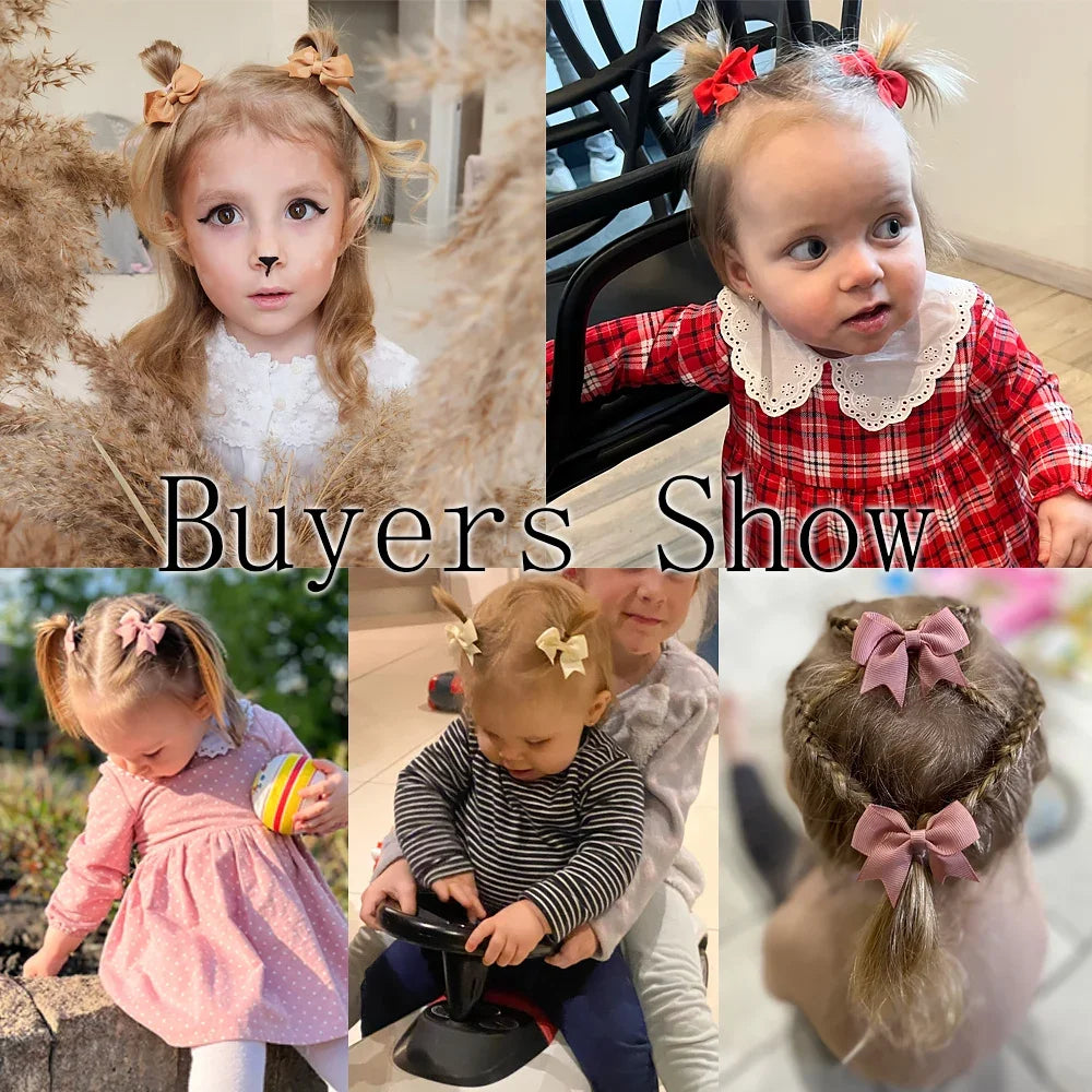 Pinces à cheveux avec nœuds pour enfants, couleur unie, pour bébés filles, ruban fait à la main, épingle à cheveux, Barrettes, accessoires pour cheveux du nouvel an, 10 pièces/ensemble