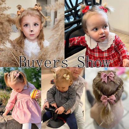 Pinces à cheveux avec nœuds pour enfants, couleur unie, pour bébés filles, ruban fait à la main, épingle à cheveux, Barrettes, accessoires pour cheveux du nouvel an, 10 pièces/ensemble