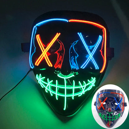 Masque de Purge d'Horreur Brcorporelle à LED, Complet au Néon, pour Cosplay, Fournitures de ixde Bar, Thème du Film d'Halloween