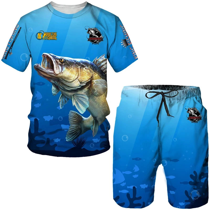 Été pêche bataille camouflage impression 3D hommes T-Shirts ensembles Harajuku mode T-Shirt Shorts deux pièces ensemble pull décontracté survêtement