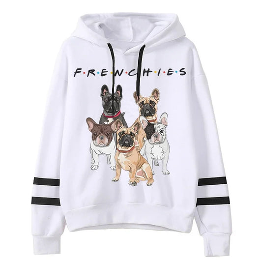 Kawaii bouledogue français sweats à capuche décontracté mode hommes vêtements haute rue sweat ample pour les femmes coréen drôle pull chien à capuche