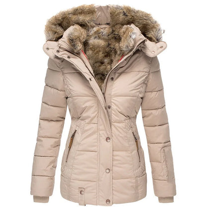 Manteau de luxe en laine et coton pour femme, parka Slim à capuche, fermeture éclair, manches longues, coupe-vent, combinaison de neige, manteau rembourré en coton, nouvelle collection hiver