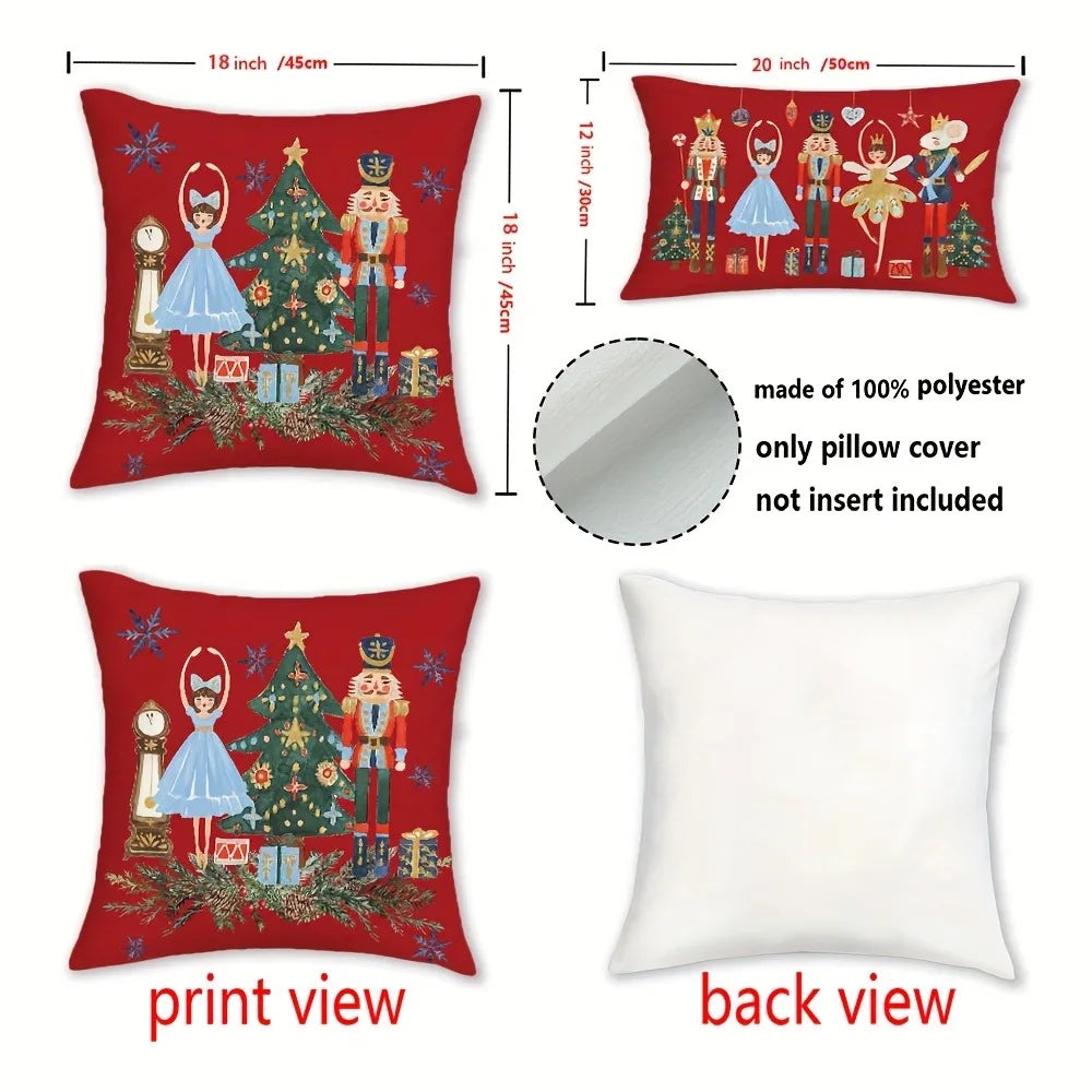 Taies d'oreiller de Noël casse-noisette et de ballet : décor rouge festif avec casse-noisette, ballerines et plus! décoration de la maison