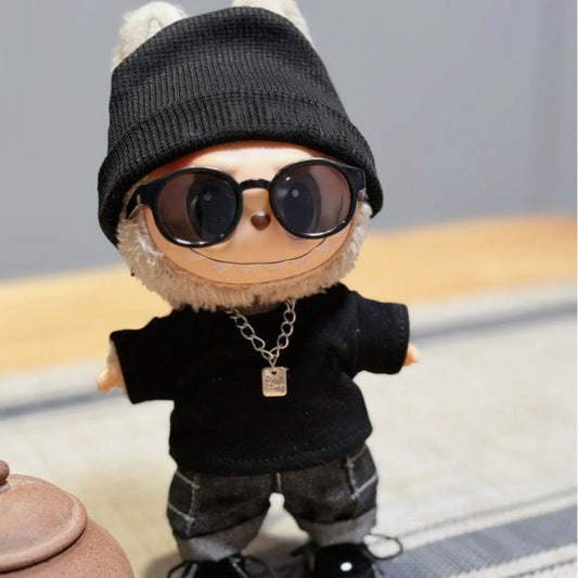 Pour V1 V2 V3 Labubu pendentifs collier en argent avec couvre-chef Labubu tenue collier accessoires