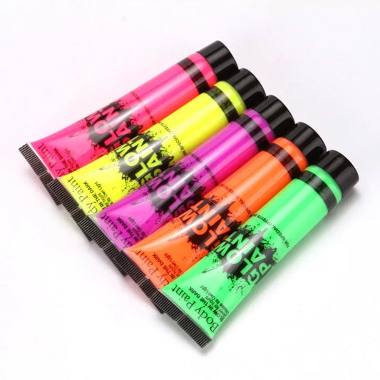 Peinture structurels ente UV Body Art pour enfants, néon, fête, festival, Halloween, cosplay, maquillage, visage, 5 pièces