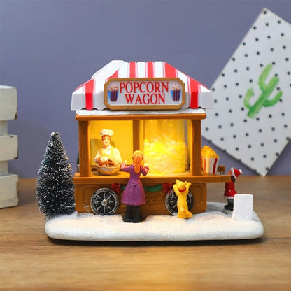 Wagon de pop-corn en résine 4.2 par LED, maison de Noël, scène de village de voiture à manger animée itude, fête de vacances de Noël, brittop, ornement