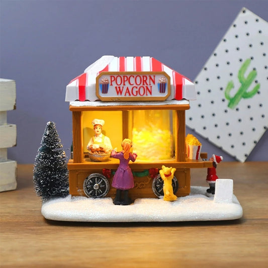 Wagon de pop-corn en résine 4.2 par LED, maison de Noël, scène de village de voiture à manger animée itude, fête de vacances de Noël, brittop, ornement